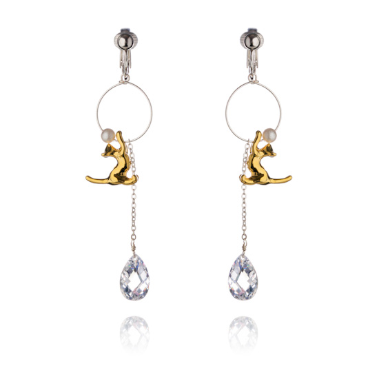 Feline Attractions Clip On Earrings - Gold Cat
